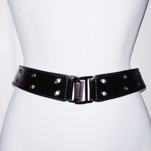 Burberry Black Belt Patent Leather Adjustable